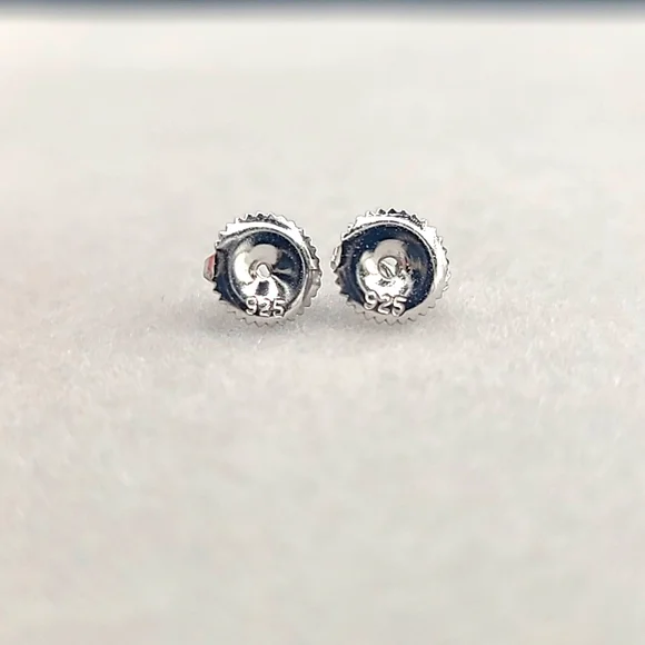 Sterling silver micro pave square stud earrings - Picture 3 of 5